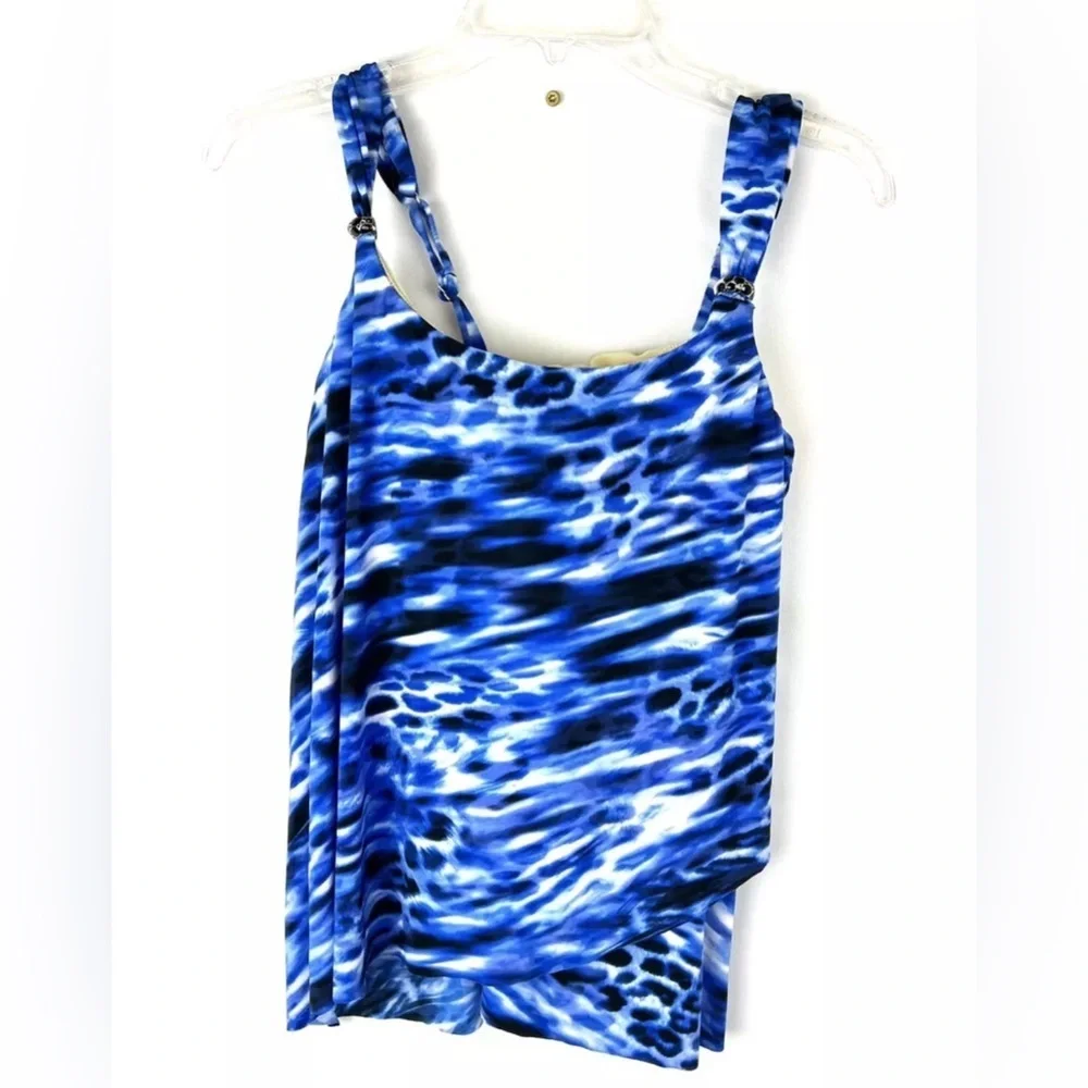 Miraclesuit Women’s Lynx Lazuli Dazzle Scoop Blue Underwire Tankini Top Size 10